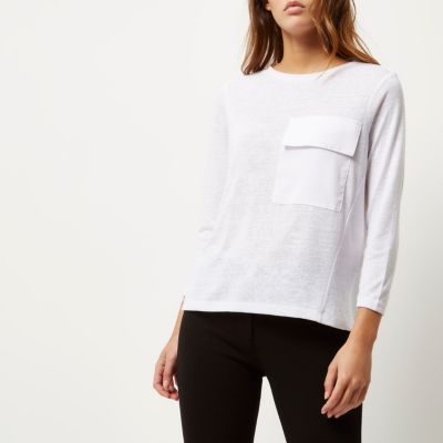 White pocket front top